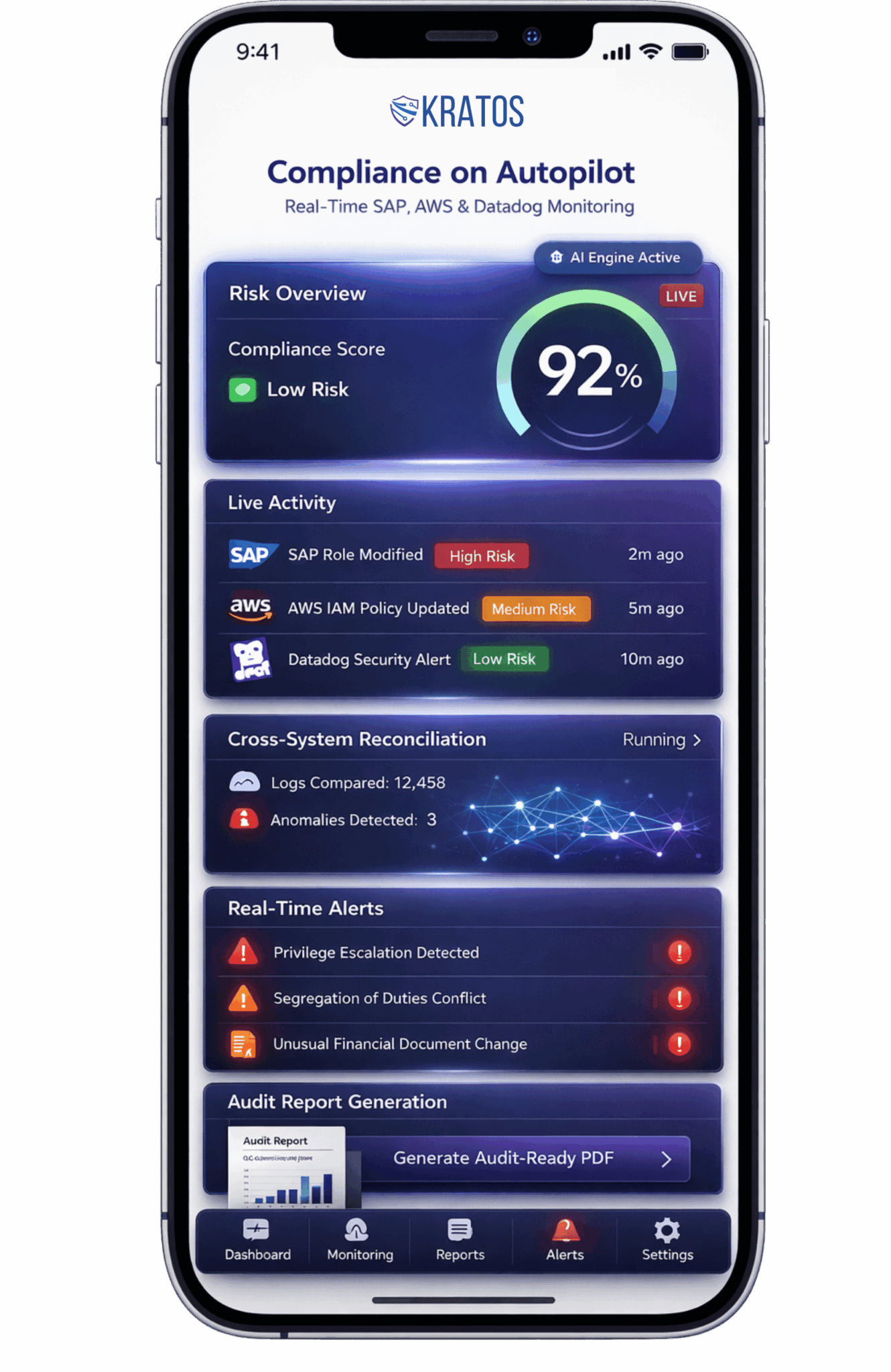 Automated Compliance Monitoring Platform for SAP & AWS | Kratos